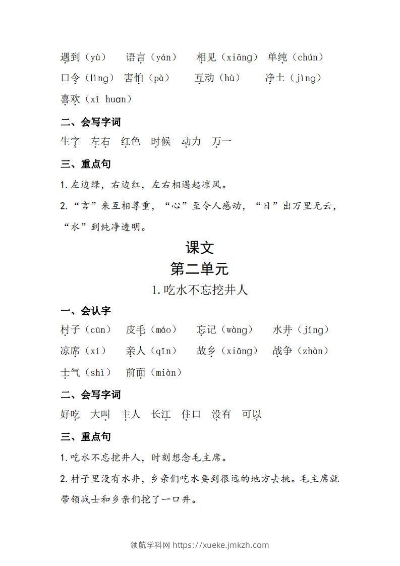 图片[3]-一下语每课+单元考点梳理汇总：常考+易错+积累19页-领航学科网