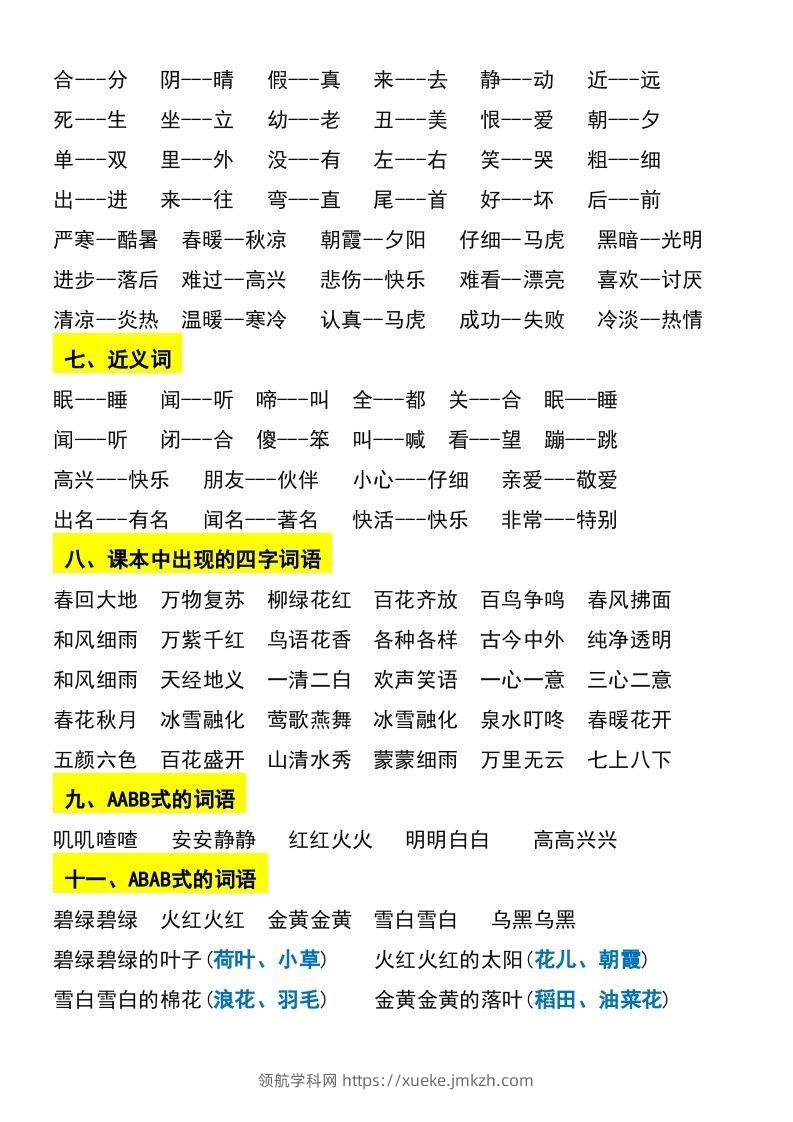 图片[2]-一年级下册语文期末复习考点总结-领航学科网