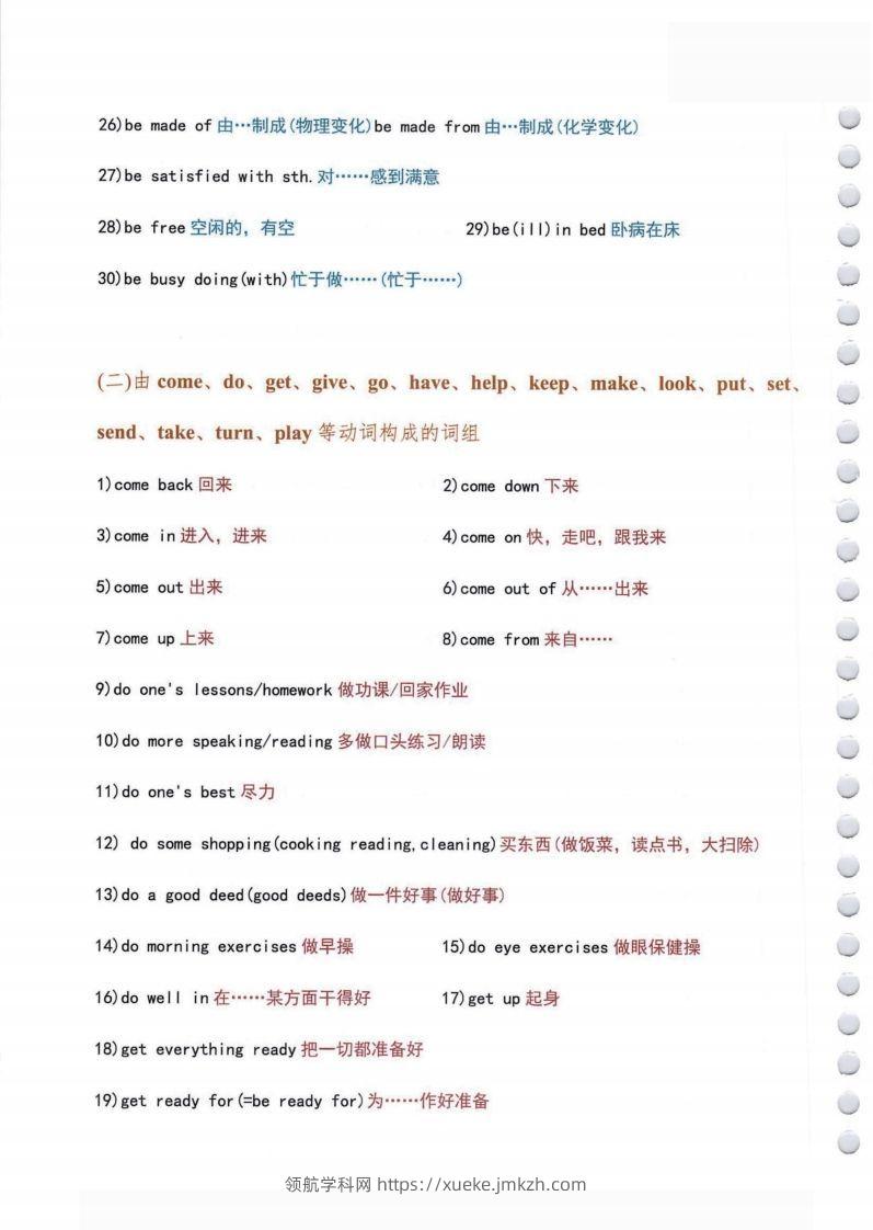 图片[2]-小学英语常用必考词组大全（含动词介词量词等其他词组）共11页-领航学科网