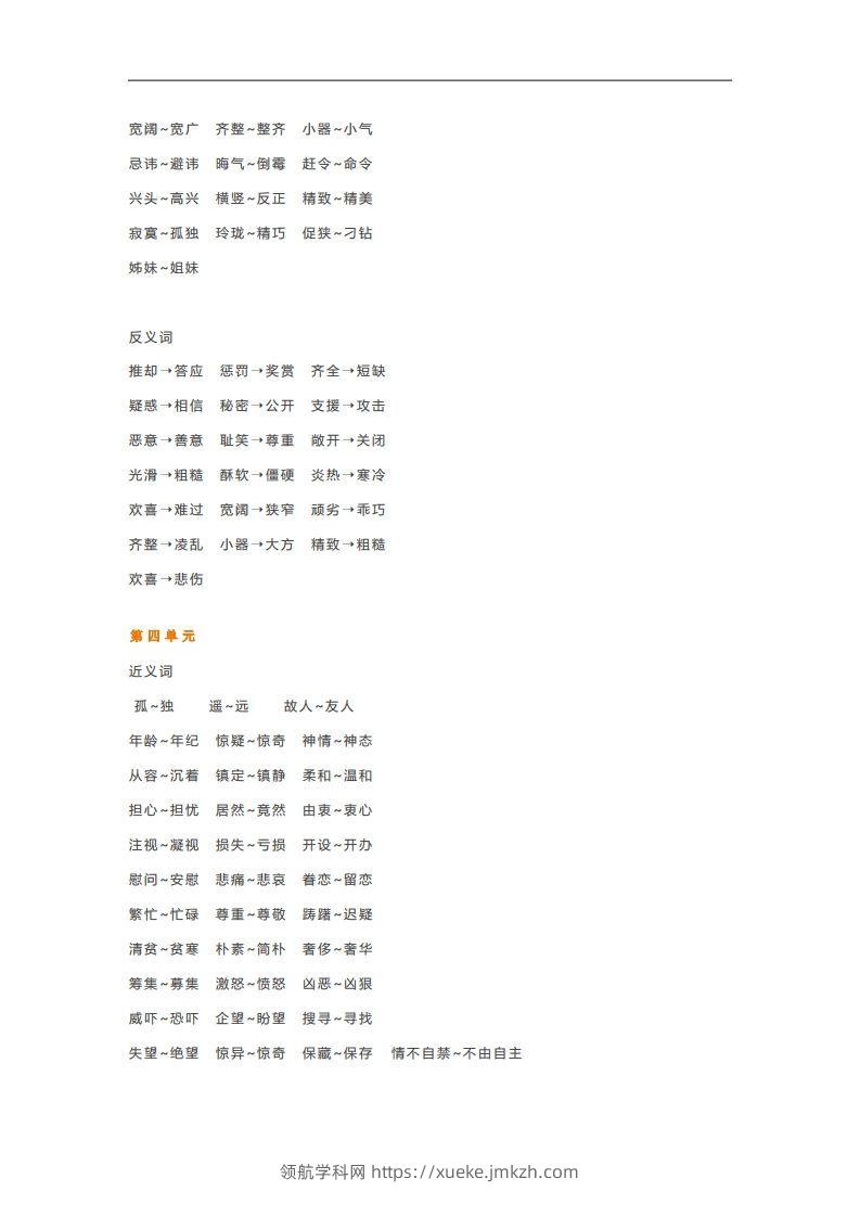 图片[2]-五年级语文下册近义词反义词汇总（部编版）-领航学科网