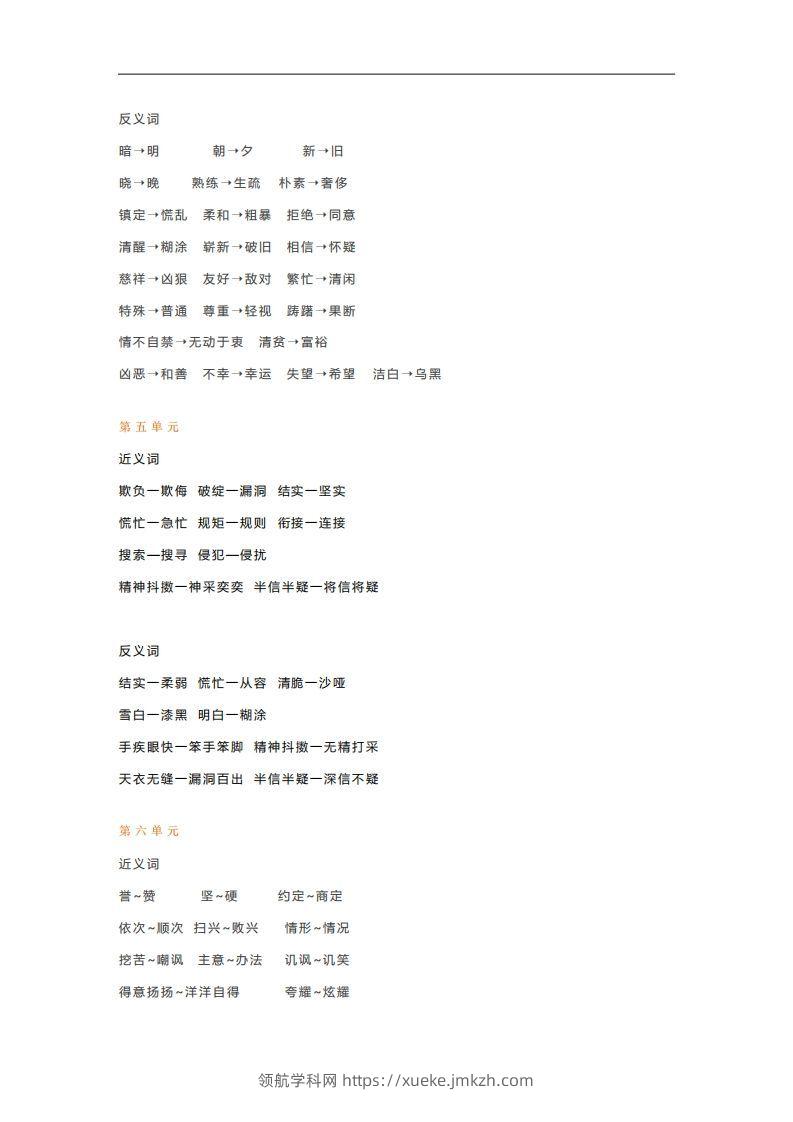 图片[3]-五年级语文下册近义词反义词汇总（部编版）-领航学科网