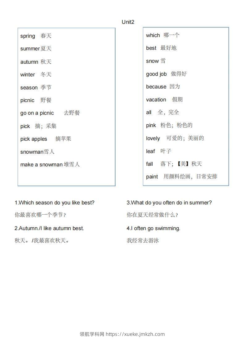 图片[2]-五年级英语下册单词表1（人教PEP版）-领航学科网