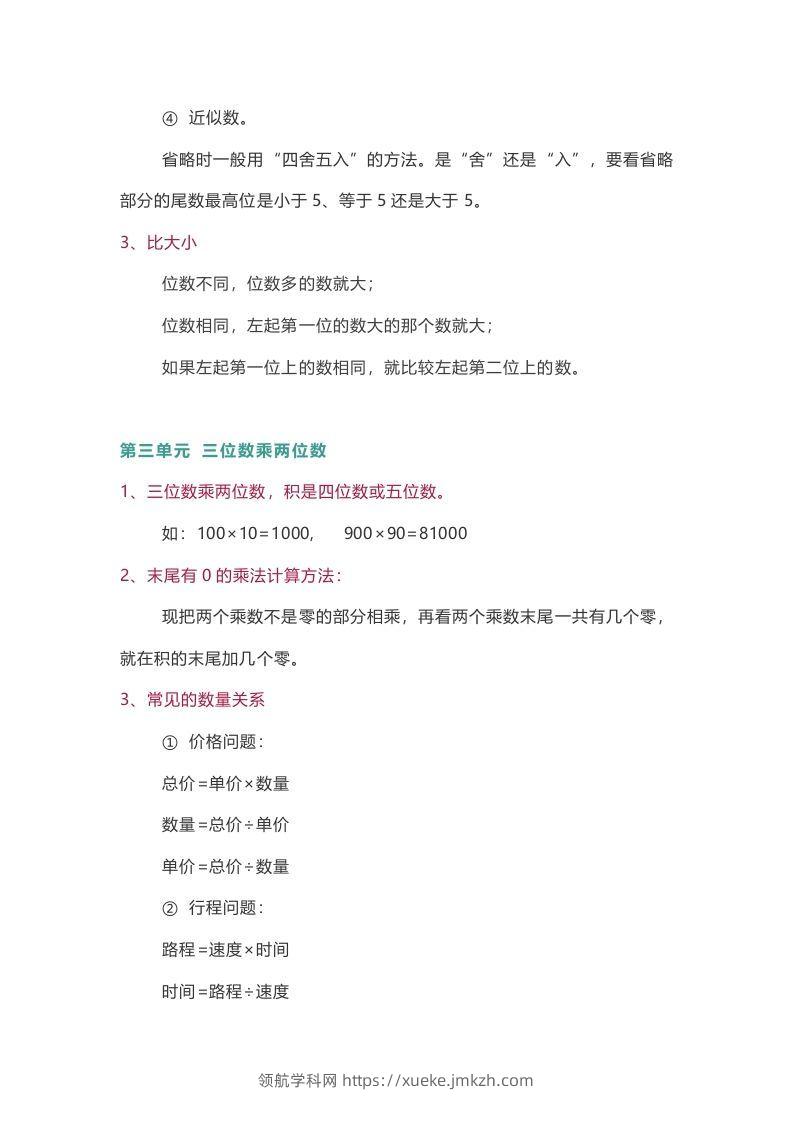 图片[3]-苏教版数学4年级下册数学知识点-领航学科网