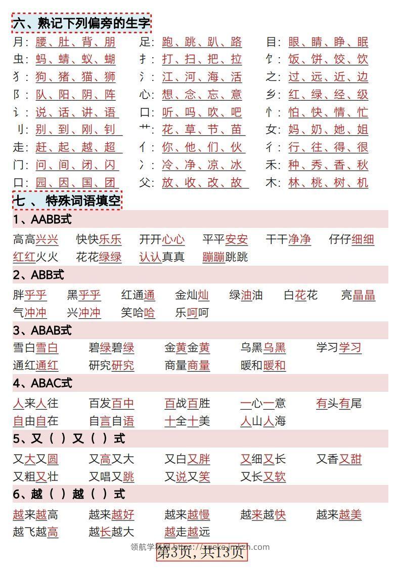 图片[3]-★3.9新版一年级语文下册全册重点知识总结-领航学科网
