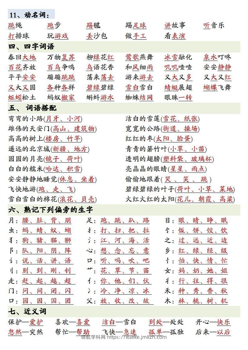 图片[3]-1.27一年级下册语文全册重点知识预习汇总-领航学科网