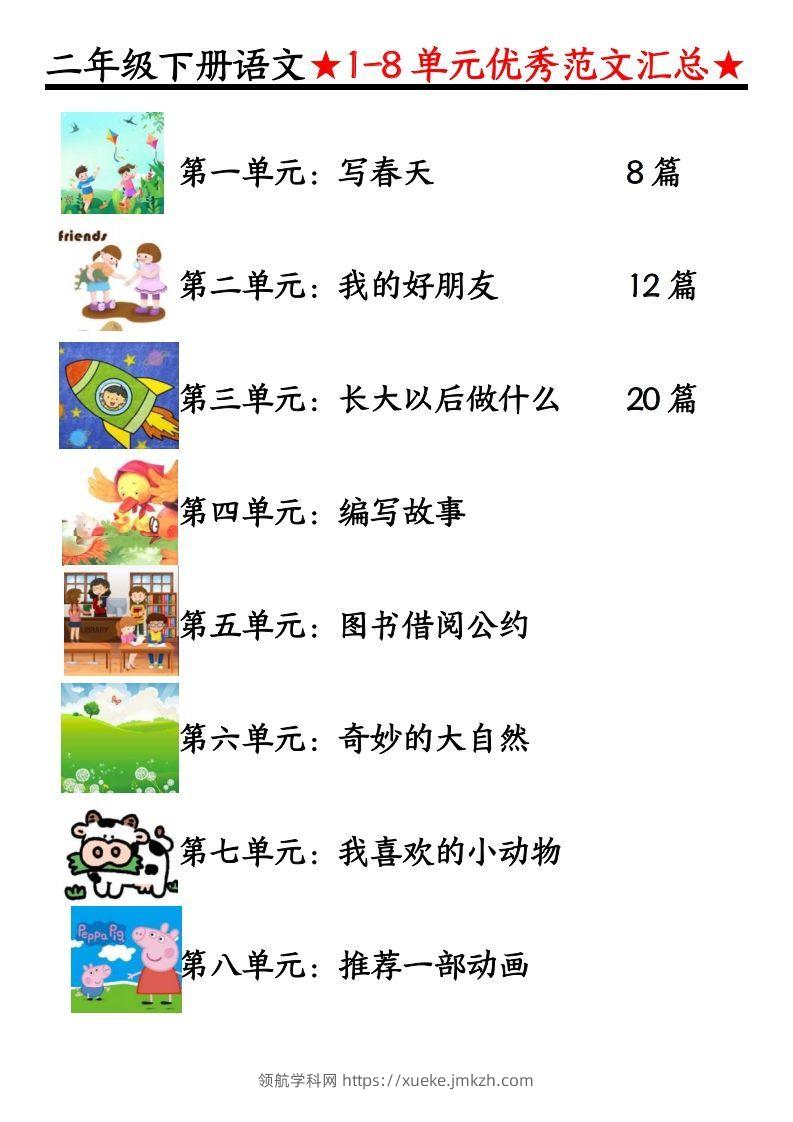 0319【语文】二下语文1-8单元看图写话（第1-2单元）-领航学科网