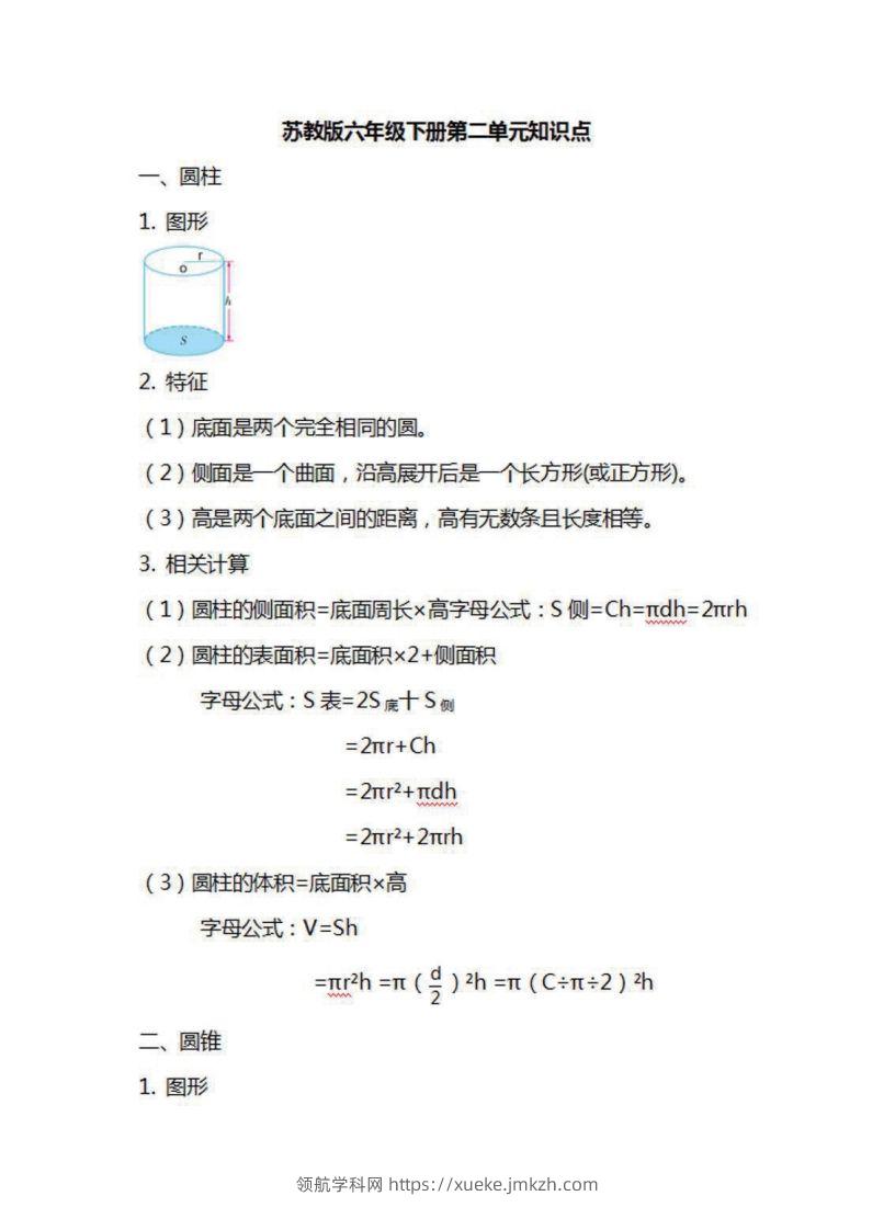 图片[2]-六年级下册数学苏教版知识要点汇总-领航学科网