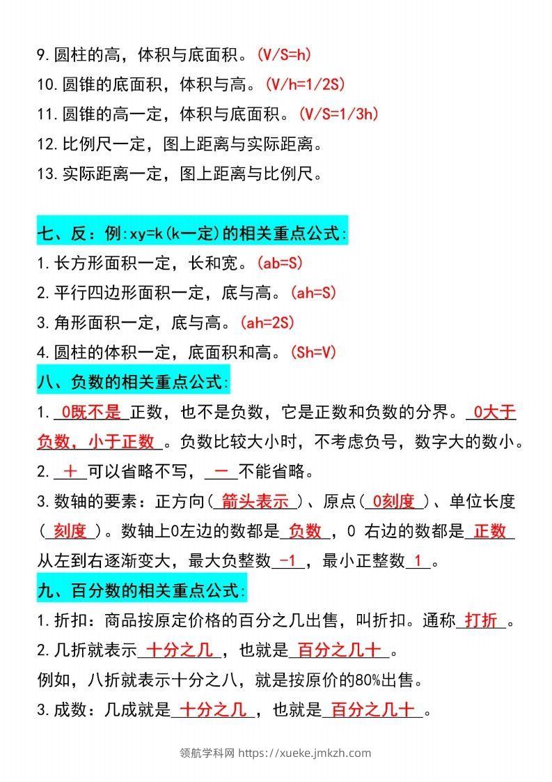 图片[3]-六年级下册数学必背重点公式汇总-领航学科网