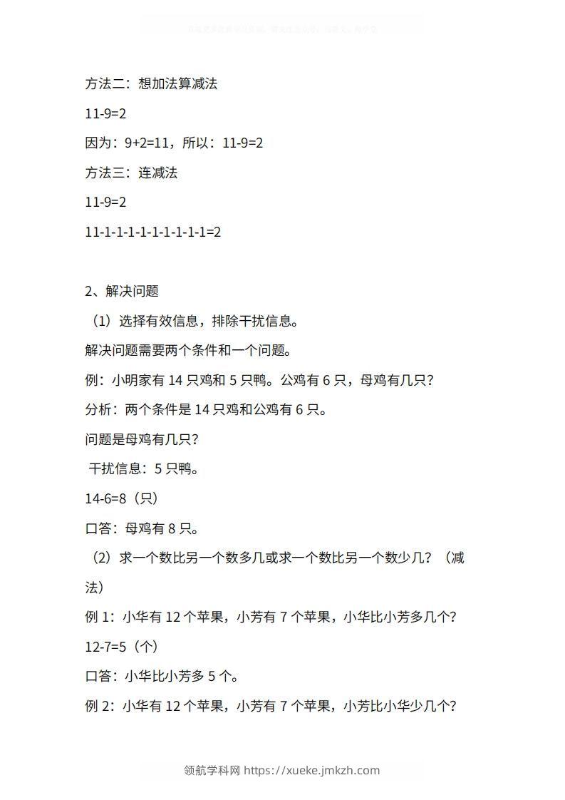 图片[3]-人教版1年级数学下册知识点1-4单元-领航学科网