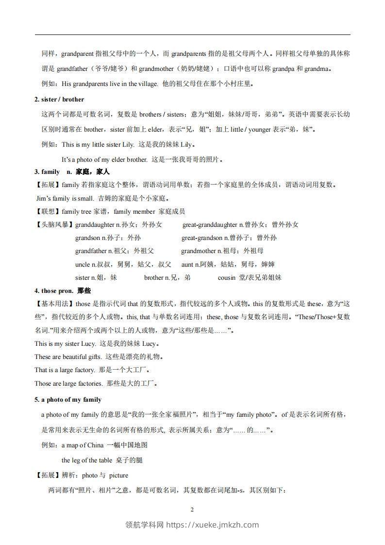 图片[2]-人教版英语七年级上Unit2Thisismysister.知识点_-领航学科网