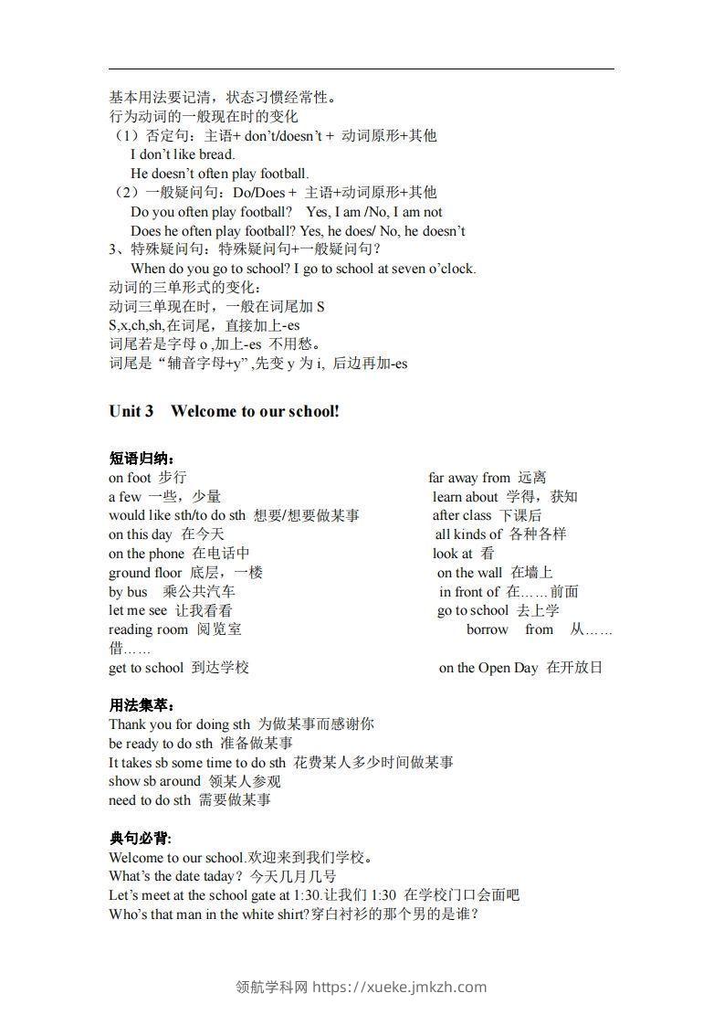 图片[3]-译林版英语七年级上册单元知识点总结-领航学科网