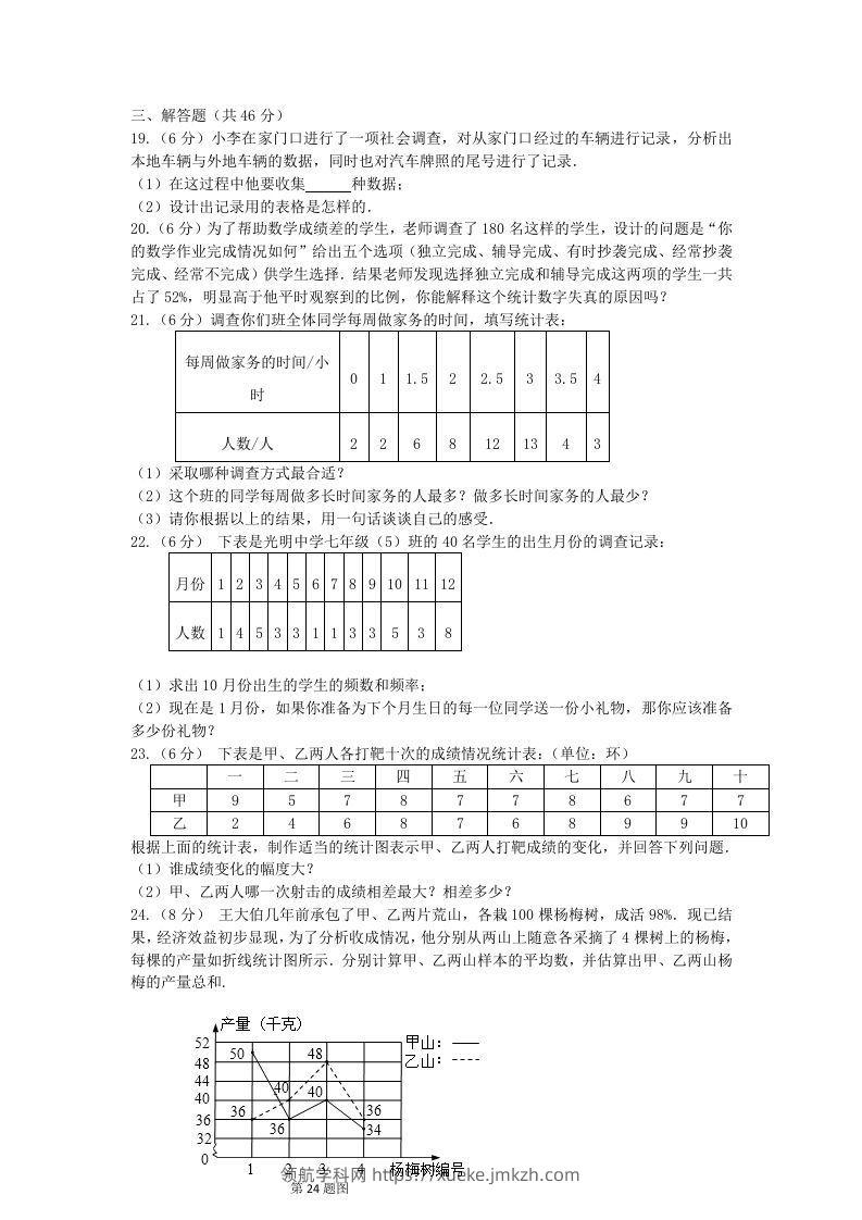 图片[3]-七年级下册数学第十章试卷及答案人教版(Word版)-领航学科网