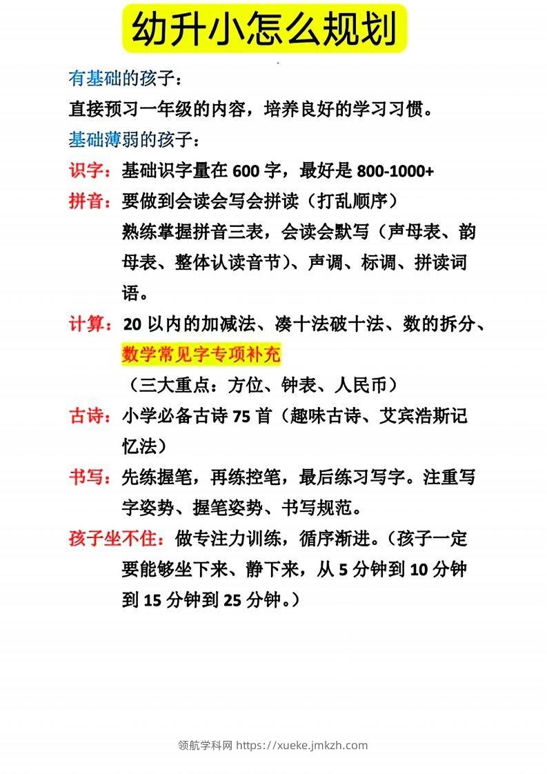 幼升小怎么规划-领航学科网