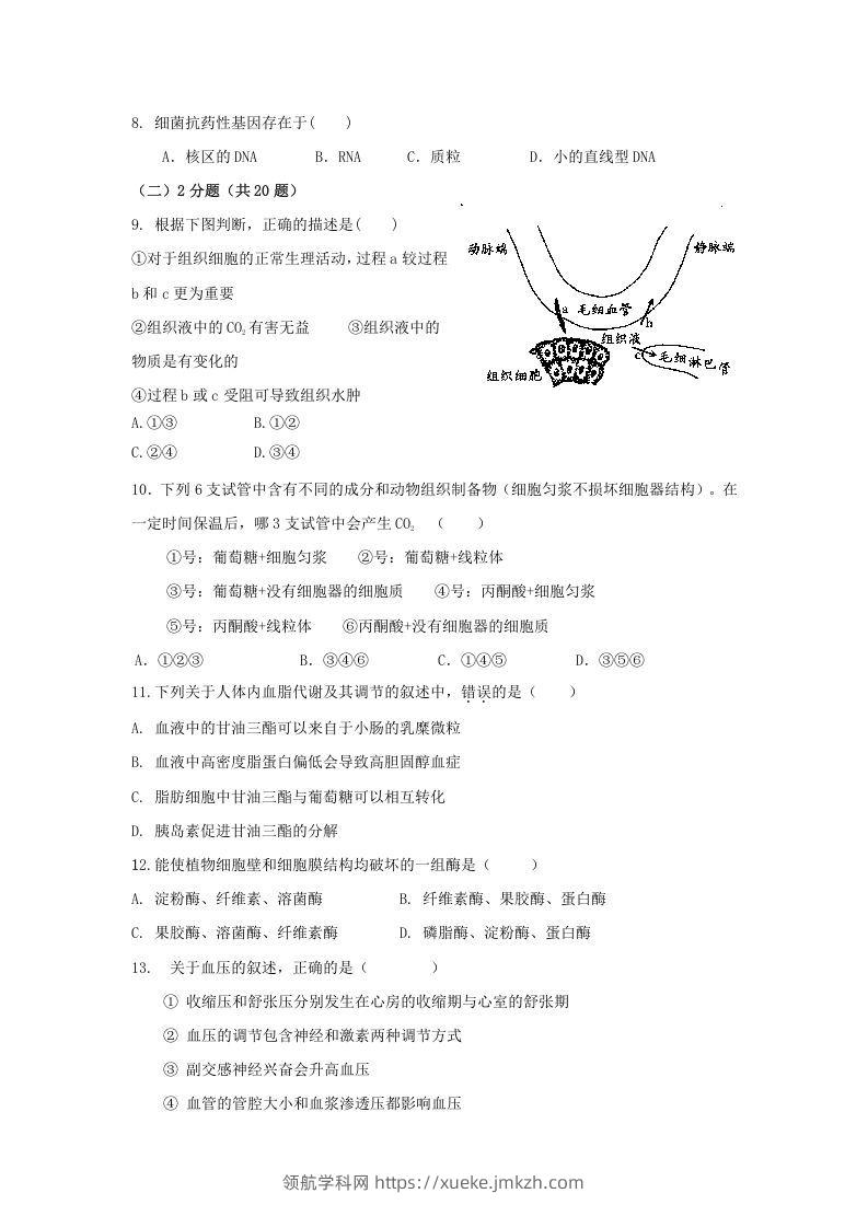 图片[2]-2010年上海高三部分重点中学二次联考生物真题及答案(Word版)-领航学科网