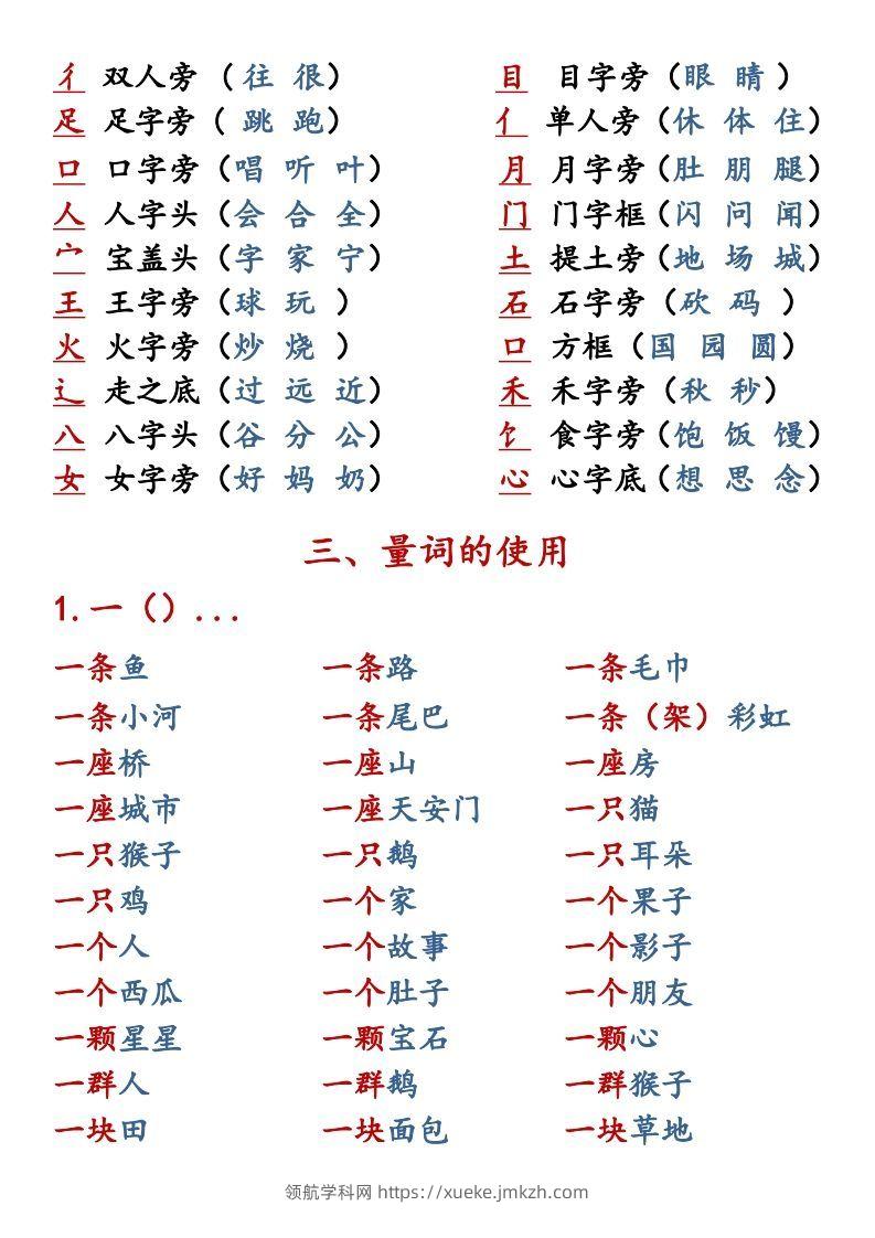 图片[2]-【语文知识点重点汇总】一上-领航学科网