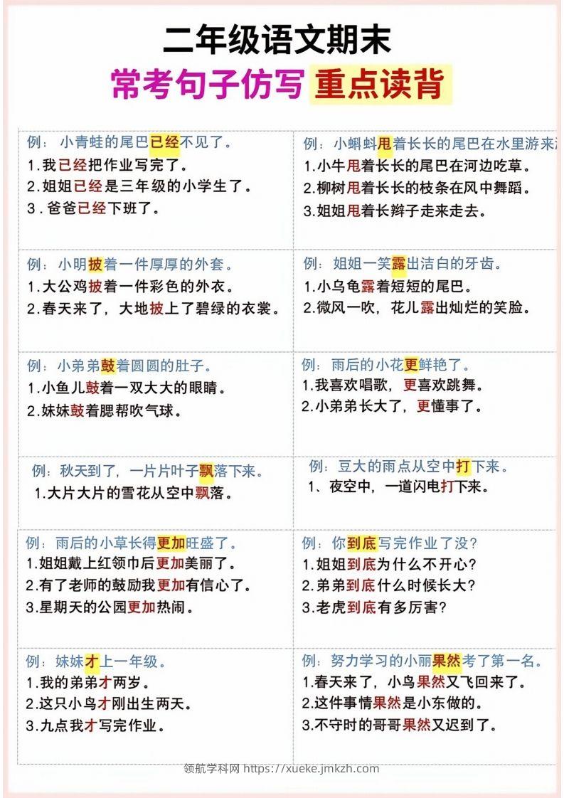 图片[2]-二年级上册语文期末句子仿写-领航学科网