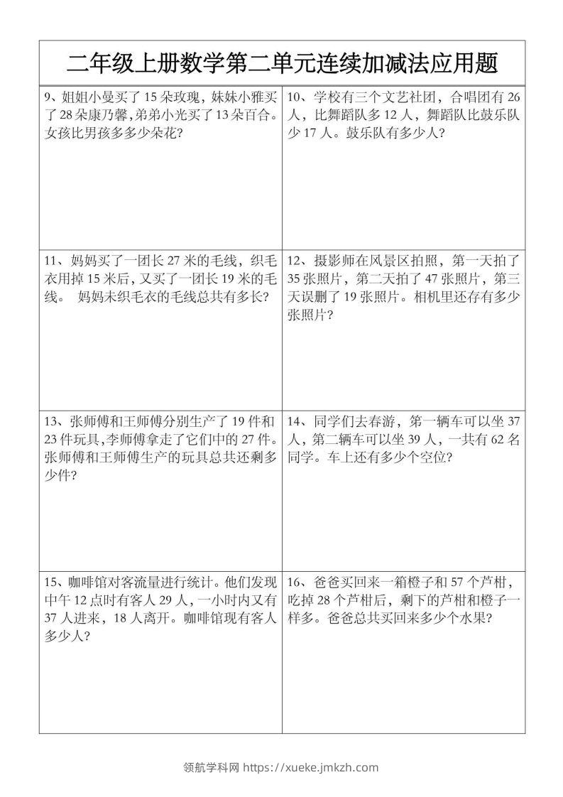 图片[2]-二上数学【第二单元】连续加减法应用题-领航学科网