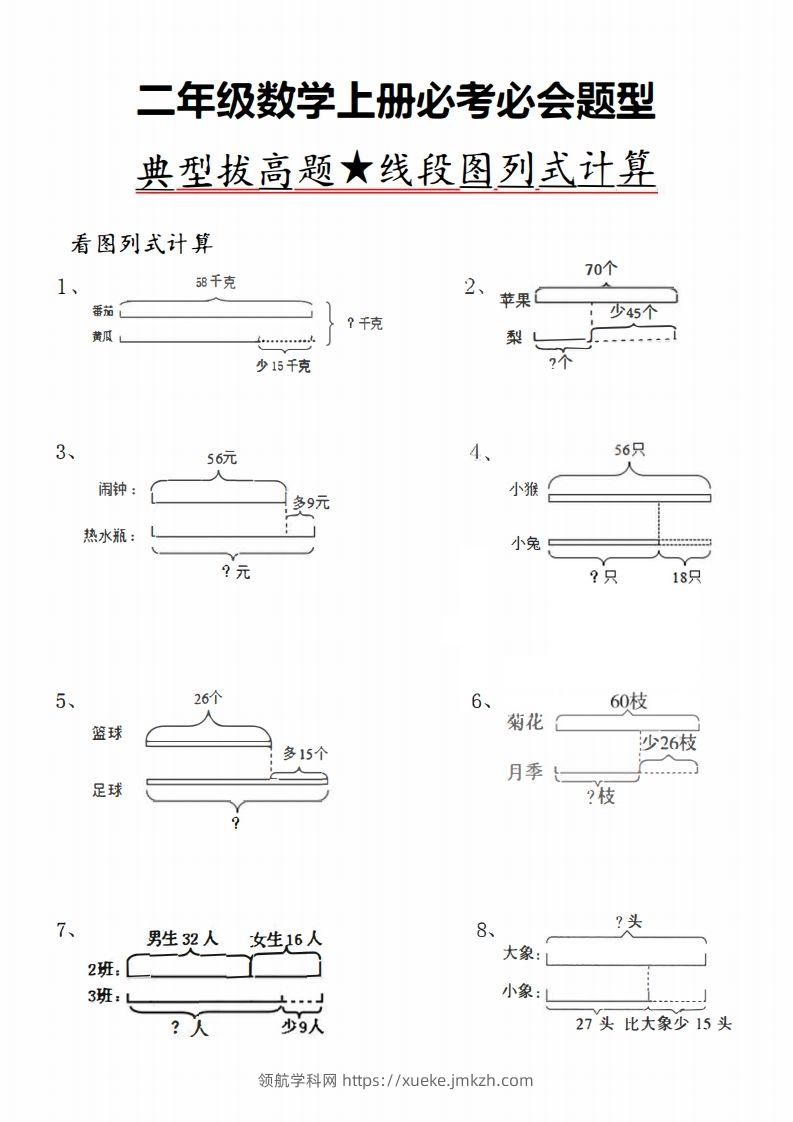 二上数学典型线段图列式计算-领航学科网