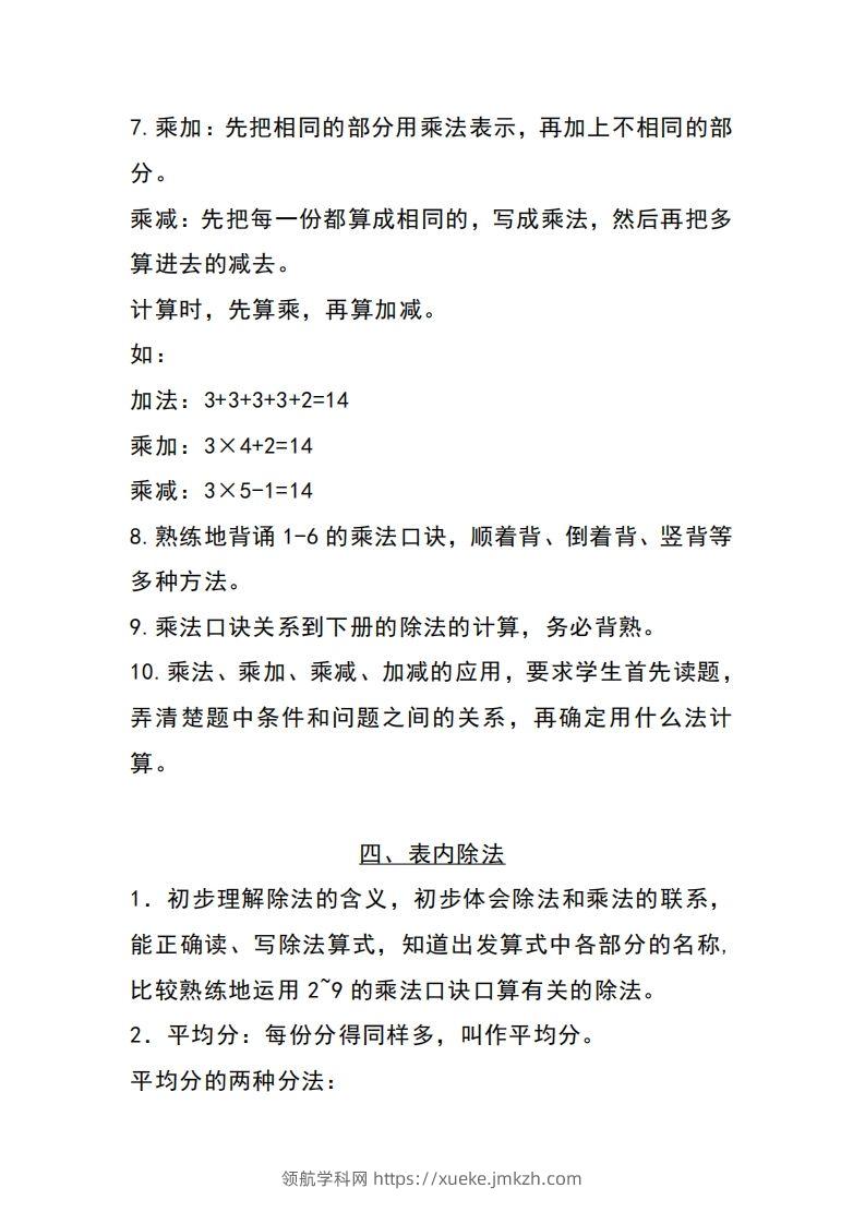 图片[3]-二上苏教数学知识点重点汇总-领航学科网