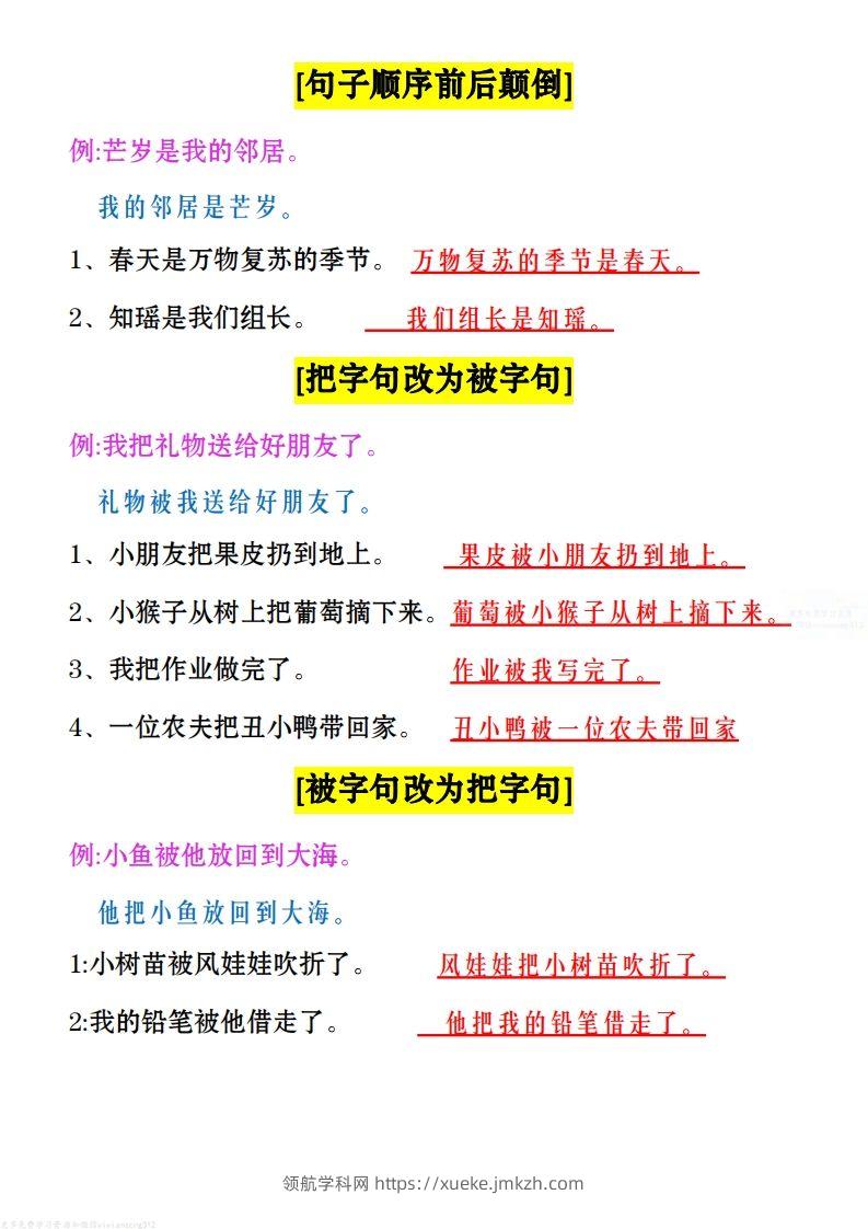 图片[2]-二上语文：句子类型总结-领航学科网