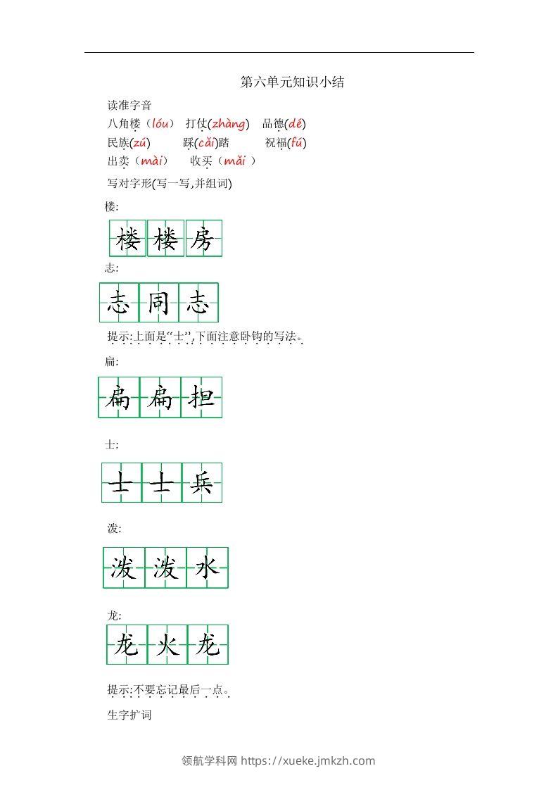 二上语文第六单元知识重点-领航学科网