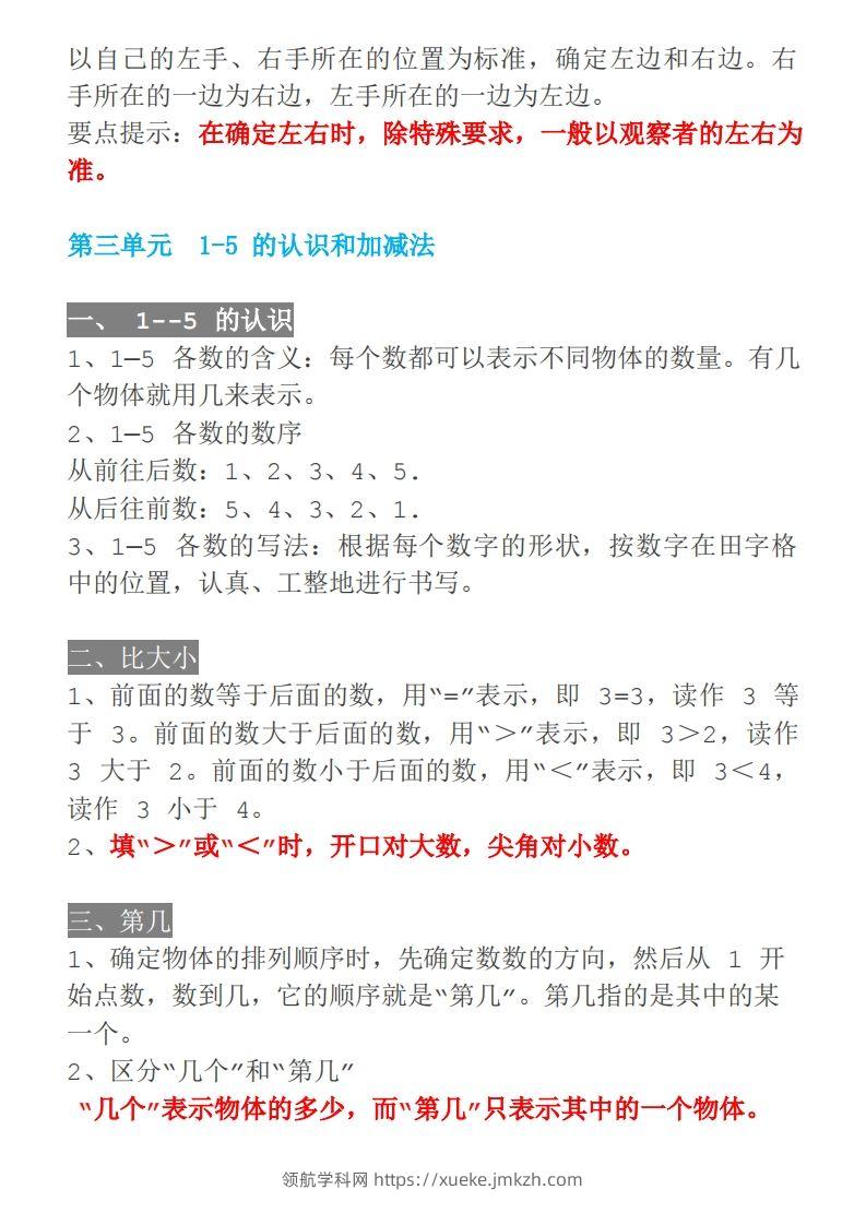 图片[2]-【人教一年级】数学上册必背笔记-领航学科网