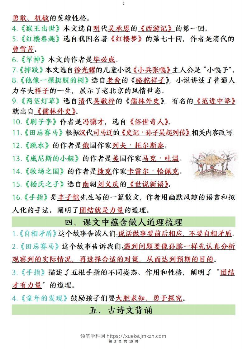 图片[2]-五年级下册语文寒假预习全册必背知识点(1)-领航学科网