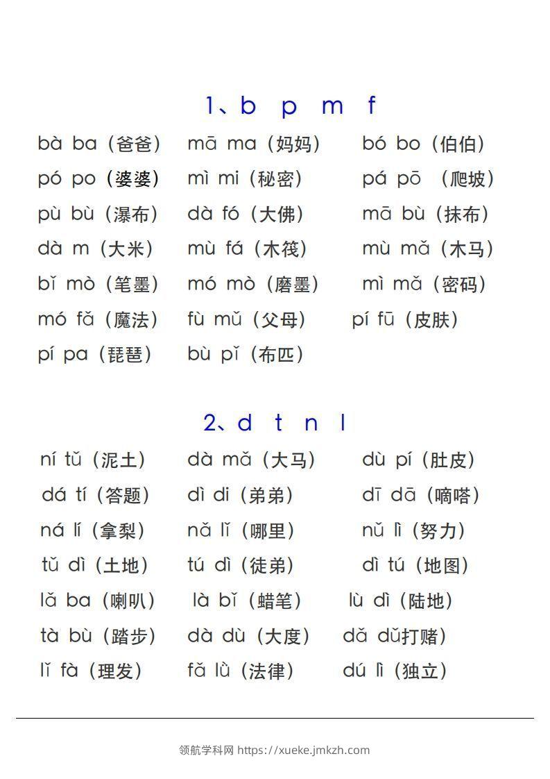 图片[2]-【拼音】拼音表与拼音拼读大全(1)-领航学科网