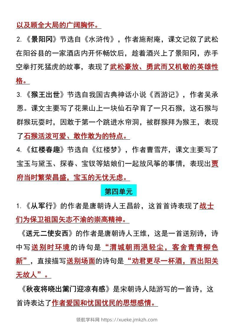 图片[2]-五年级下册语文全册1-8单元精编考点归纳-领航学科网