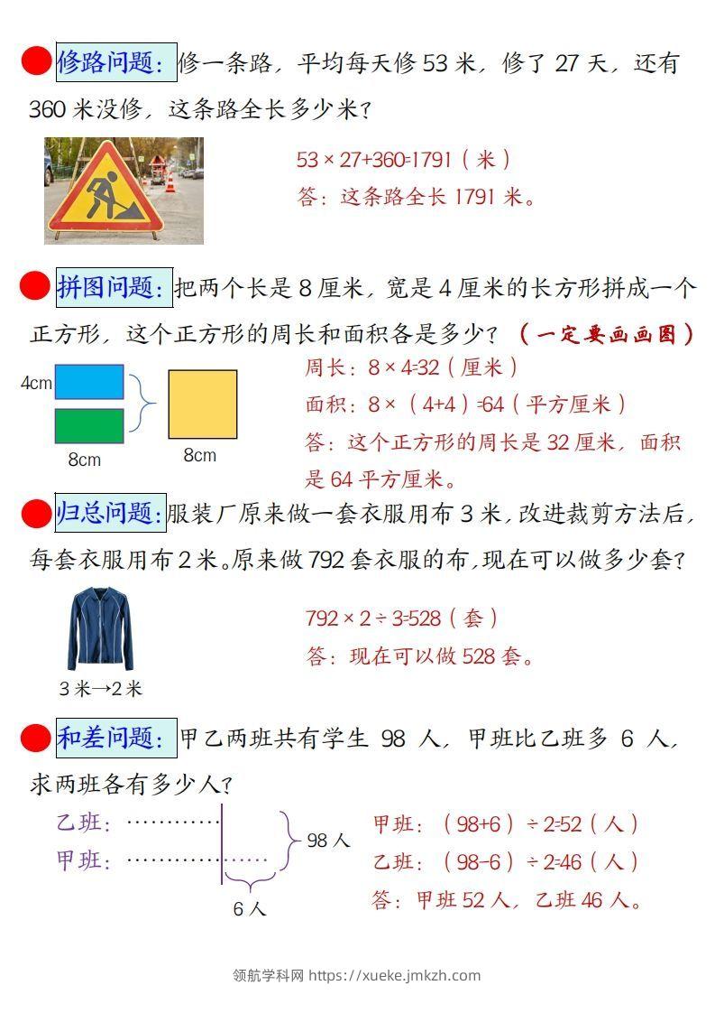 图片[2]-三年级下册数学易错思维应用题专项(答案)-领航学科网