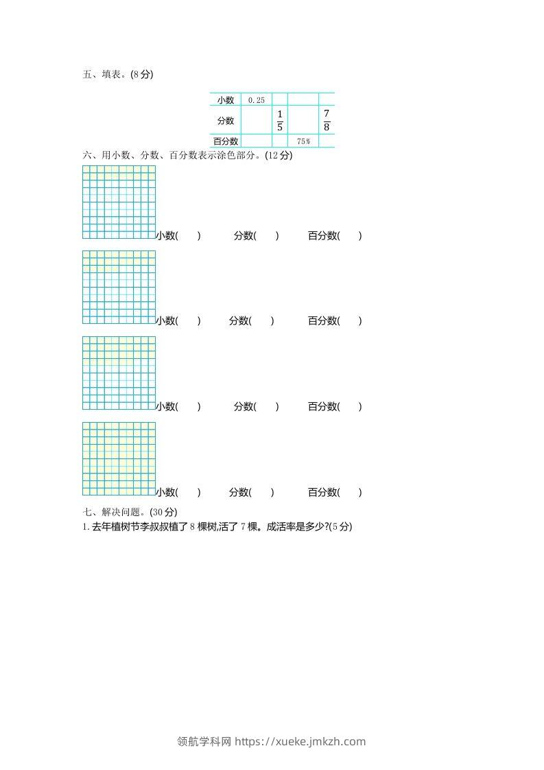 图片[2]-五下（54制）青岛版数学第二单元检测-1-领航学科网