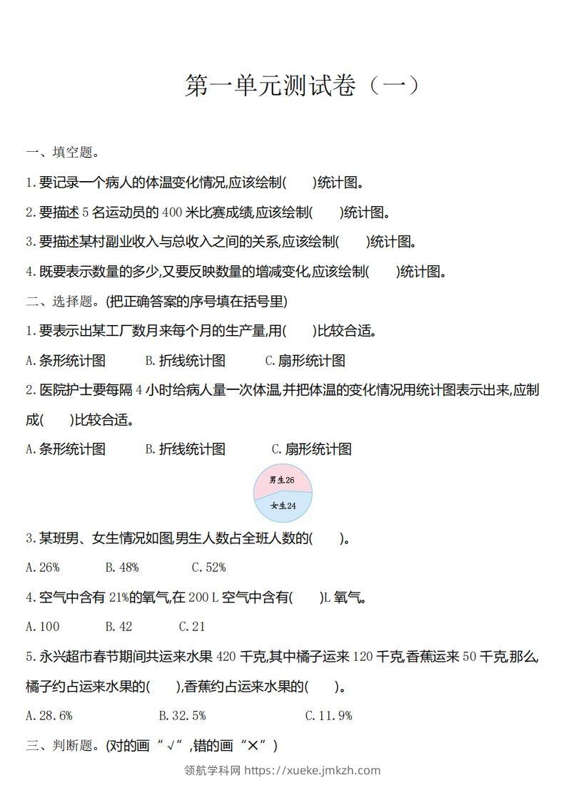 六下苏教版数学第一单元测试卷-1-领航学科网