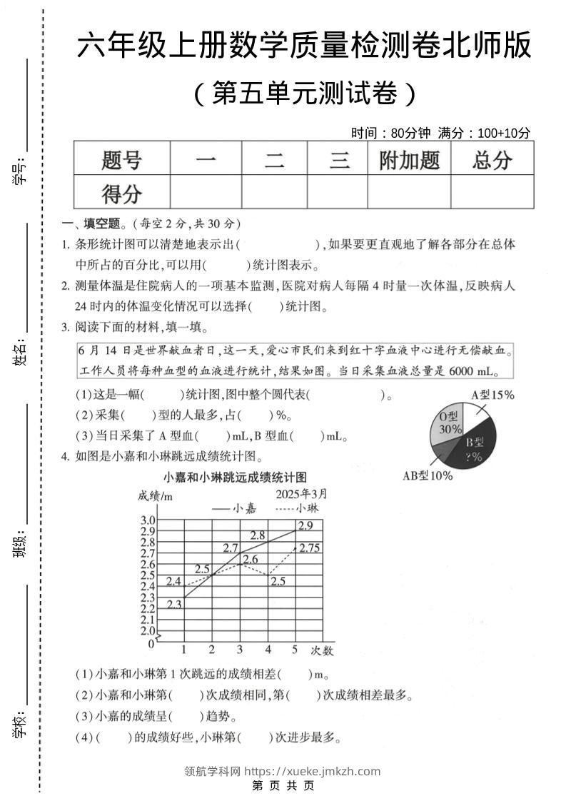 六年级上数学第五单元测试卷《北师版》2-领航学科网