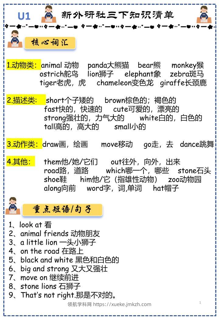 三下外研版英语知识点清单12页-领航学科网